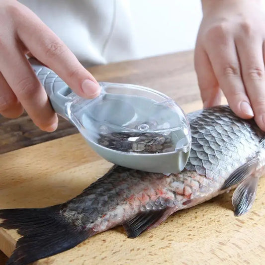 Grattoir à Écailles de Poisson avec Couvercle - Outil Pratique et Écologique pour Cuisine