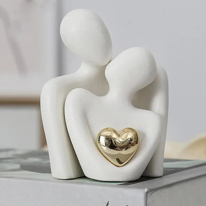 Sculpture de Couple Abstraite - Évoquez l'Amour avec Élégance !