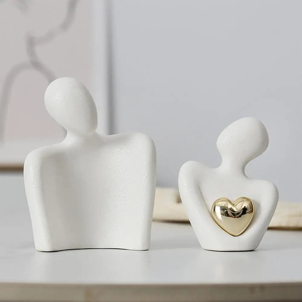 Sculpture de Couple Abstraite - Évoquez l'Amour avec Élégance !